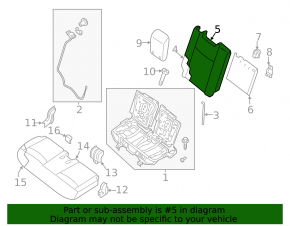 Rear seat backrest, 3rd row, left, Nissan Pathfinder 13-16, black leather