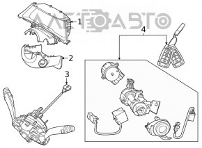 Steering column switches complete with steering wheel cable for Hyundai Sonata 20-23 with heating and rain sensor