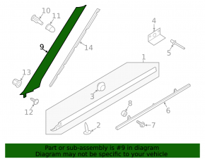 Right windshield molding for Land Rover Range Rover Evoque 12-18