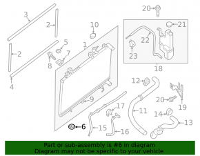 Radiator mount support lower left Infiniti JX35 QX60 13- rubber