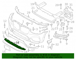 Lower trim of the front bumper BMW X3 G01 18-21 under the molding, gray, scratch