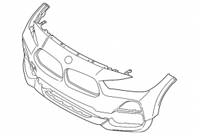 Bare front bumper for BMW X2 F39 18-23 with headlight washers
