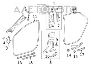 Lower left center pillar trim Toyota Camry v70 18-24 gray, scratches
