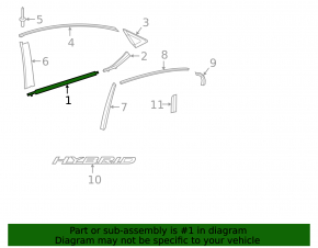 Door-glass molding, center rear left, Lexus ES 19-26