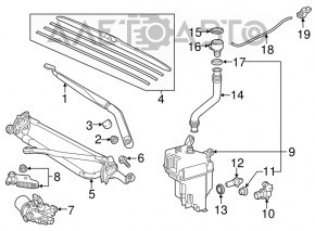 Windscreen wiper motor trapezoid front Toyota Highlander 14-19