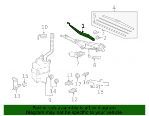 Left wiper arm Lexus RX350 RX450h 10-15