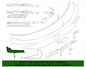 Left trunk door trim Subaru Impreza 24-26