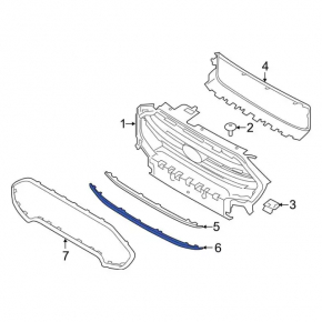 Element of radiator grill insert Ford Ecosport 18-22 top, silver