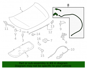 Subaru Impreza 24-26 hood release cable with handle, 2.0