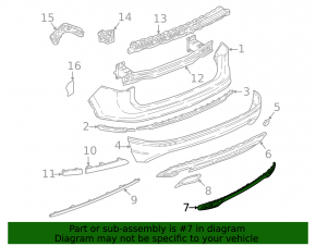 Rear bumper lip trim VW Tiguan 18- R-Line, glossy black