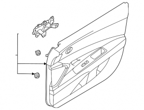 Door trim, front left, Hyundai Elantra 21-23 N Line, black leather, red stitching