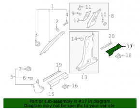 Rear right threshold pad Hyundai Santa FE 19-20 black worn, broken fastening
