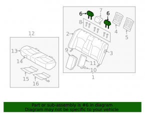 Rear left headrest for Hyundai Sonata 11-15, beige leather