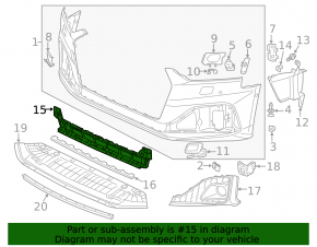 Lower grille of the front bumper Audi A5 F5 20- premium, prestige