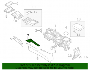 Mitsubishi Outlander 22-25 center console trim, upper left, black leather
