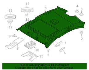 BMW 3 F30 4d 12-18 roof lining for sunroof, black