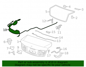 Acura ILX 13-22 gas cap and trunk lid release cable with lock broken latch