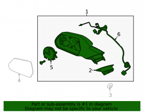 Right side mirror assembly Chevrolet Camaro 16 - auto-dimming