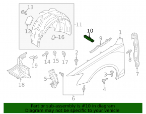 Seal wing hood-wing left Audi A6 C7 12-18 front