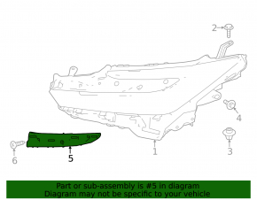 Front right headlight molding for Toyota Prius 2023-2026