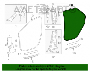 Rear right door seal for Lexus RX350 RX450h 16-22