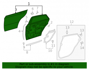 Door bare rear left Toyota Avalon 19-22