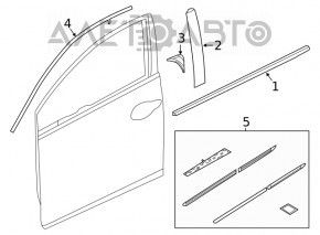 Upper door molding front right Honda Insight 19-22 chrome, dented