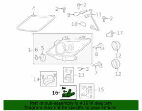 Left headlight mount lower Lexus LX570 08-11 pre-rest, central