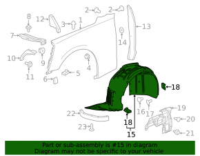 Front right fender liner Chevrolet Camaro 16-