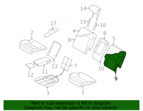 Left rear seat backrest for Audi Q5 8R 09-17, black leather, with armrest, with seat belt, dented