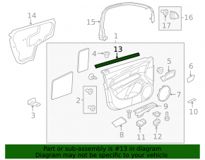 Glass seal inside front left door Chevrolet Cruze 16-
