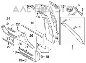 Door sill trim front right Porsche Cayenne 958 11-14 black