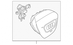 Black steering wheel airbag for the driver's side of the Audi A6 C8 19-25, dry-cleanable