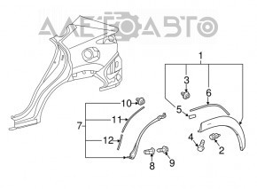 Rear right fender arch trim Lexus NX200t NX300 NX300h 15-21 rear