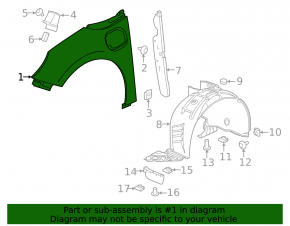 Front left fender Chevrolet Volt 16-