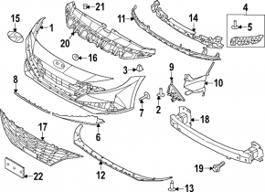 Front Bumper Grille Left Hyundai Elantra 21-23 Limited