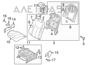 Passenger seat Hyundai Veloster 12-14 without airbag, cloth black