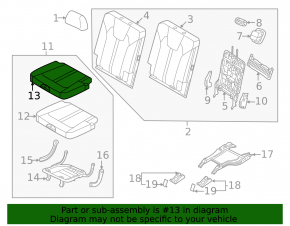 Kia Sorento 21-24 HEV 3rd row right rear seat cushion trim, gray leather