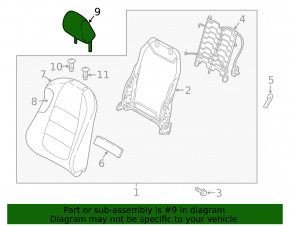 Front left headrest Mazda 6 13-17 cloth, gray, dry-cleanable