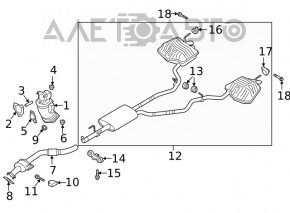 Exhaust line muffler assembly with barrels Ford Explorer 20-21 2.3T type 1, with tips