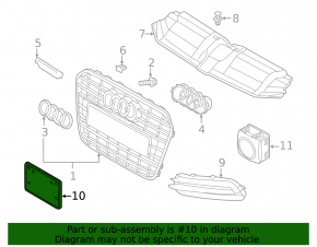 Front bumper number plate plate Audi A6 C7 12-15 black gloss, s-line pkg