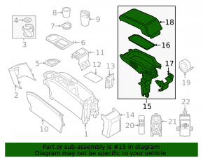 BMW i3 14-21 center console armrest, black leather, torn