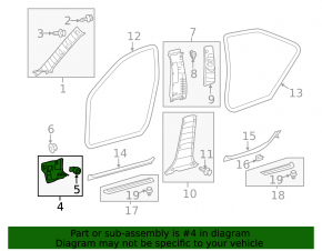Toyota Avalon 13-18 black lower right front pillar trim