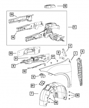 Front Right Fender Bracket Dodge Dart 13-16