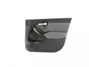 Door trim card front right Fiat 500X 16-17 black with gray insert leather, armrest gray leather, overlay gray gloss, scratches, abrasions, bump
