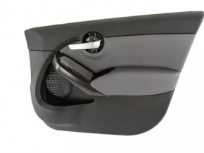 Door trim card front right Fiat 500X 16-17 black with gray insert leather, armrest gray leather, overlay gray gloss, scratches, abrasions, bump