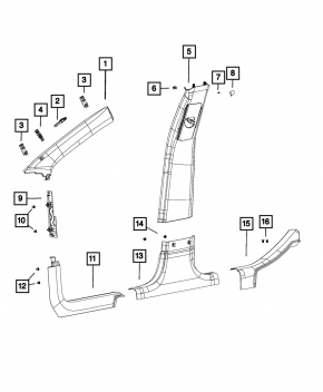 Front pillar trim upper left Jeep Cherokee KL 19-23 gray