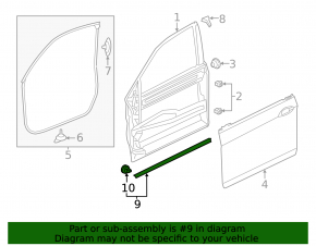 Front left door seal Honda Accord 13-17 lower