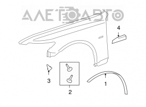 Left fender molding for Lexus LS460 LS600h 07-12