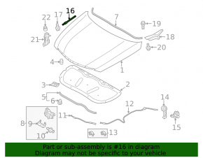 Hood shock absorber left Hyundai Sonata 11-15